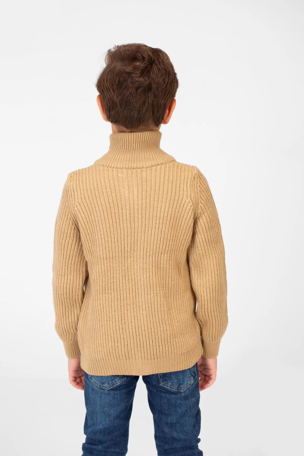 Boy's knit pullover with High Neck And Full Zip - Image 2