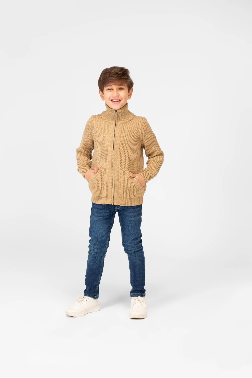 Boy's knit pullover with High Neck And Full Zip - Image 4