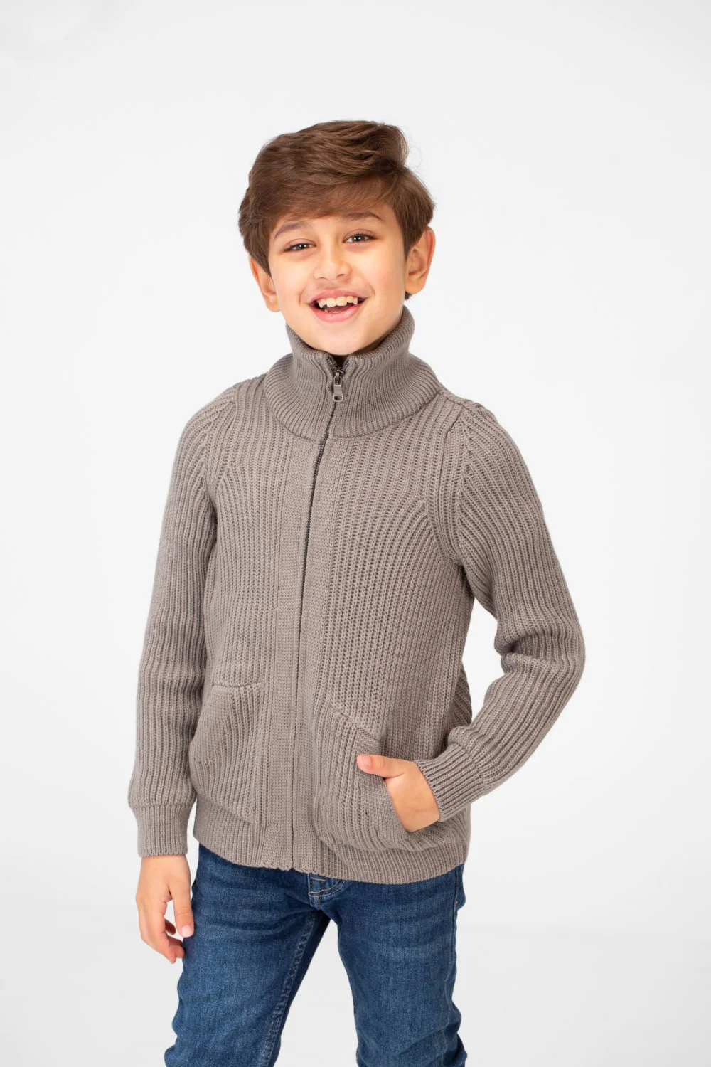Boy's knit pullover with High Neck And Full Zip - Image 5