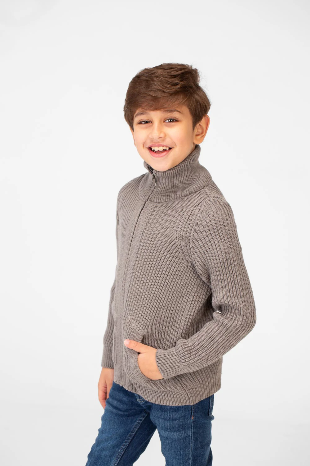 Boy's knit pullover with High Neck And Full Zip - Image 7