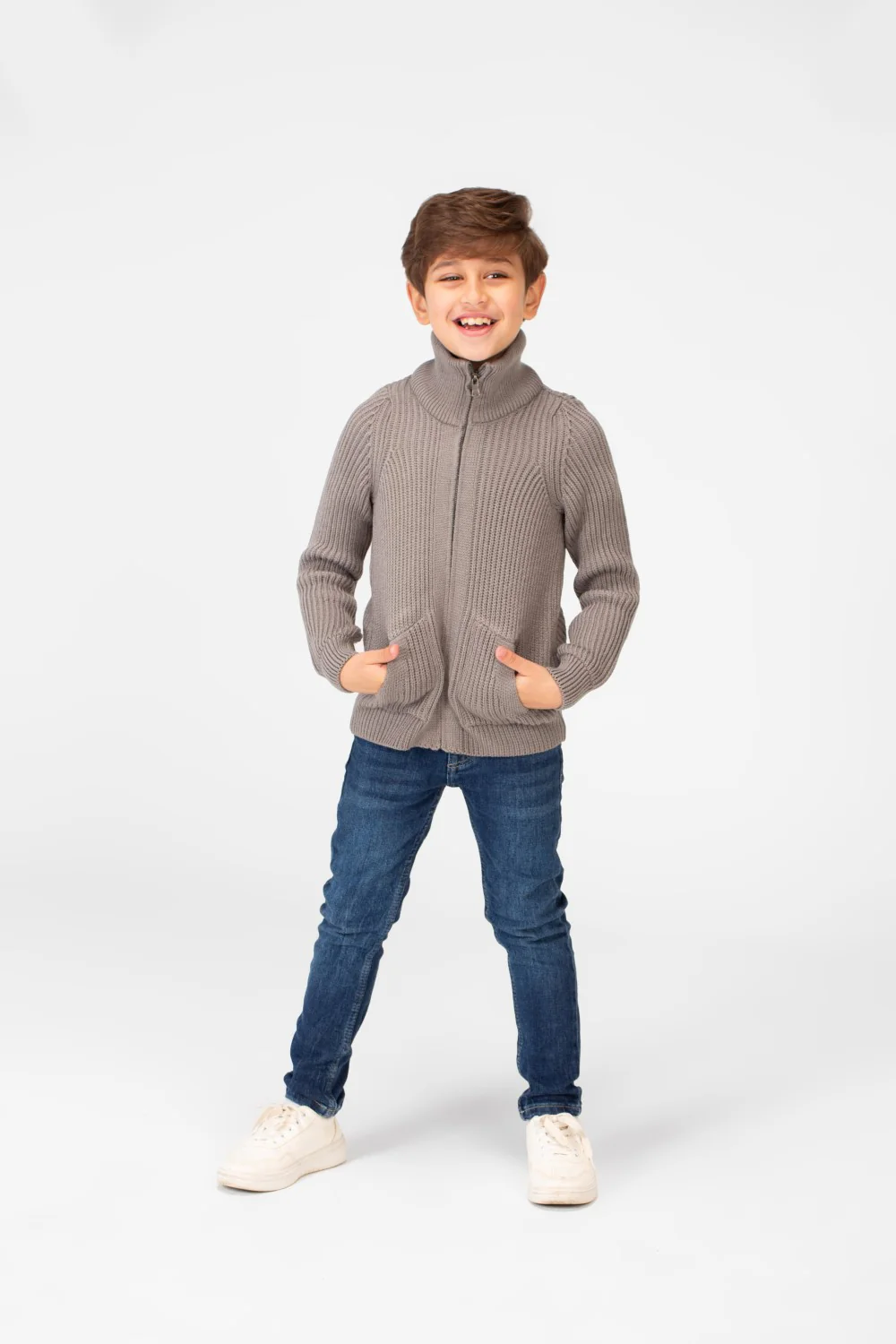 Boy's knit pullover with High Neck And Full Zip - Image 8
