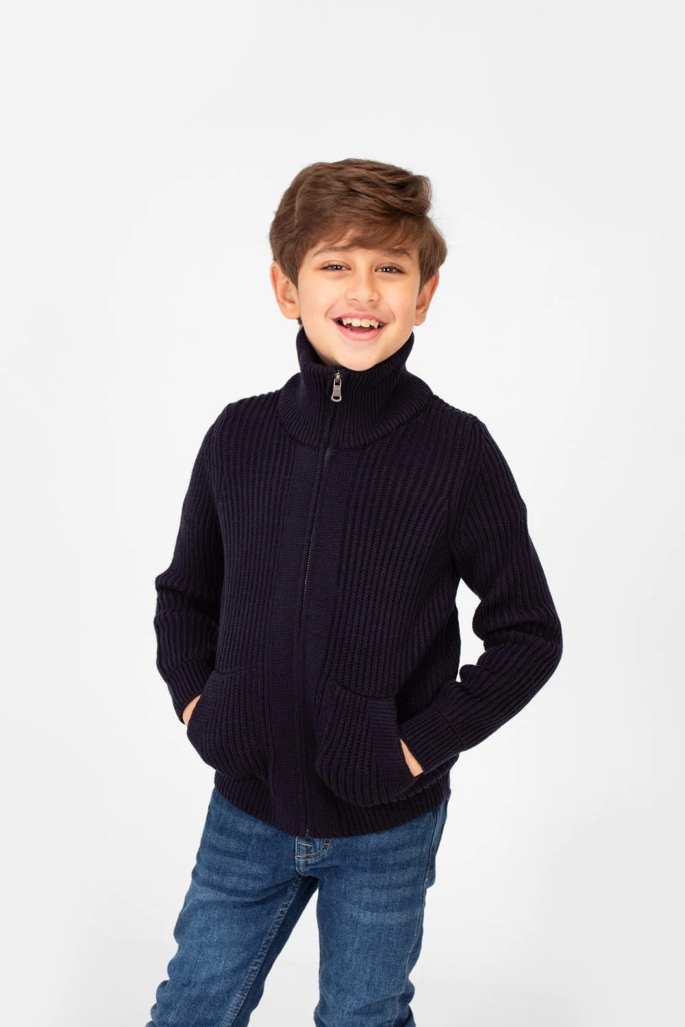 Boy's knit pullover with High Neck And Full Zip - Image 9