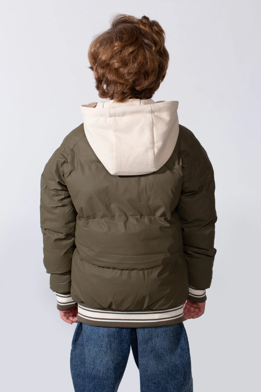 Boy's Long Sleeve Baseball Style Collar Chest Printed With Side Pockets Hooded Puffer Waterproof Thermal Jacket - Image 10