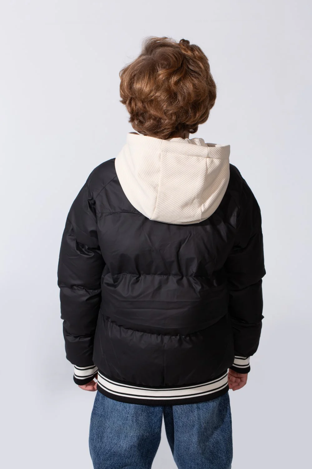 Boy's Long Sleeve Baseball Style Collar Chest Printed With Side Pockets Hooded Puffer Waterproof Thermal Jacket - Image 6