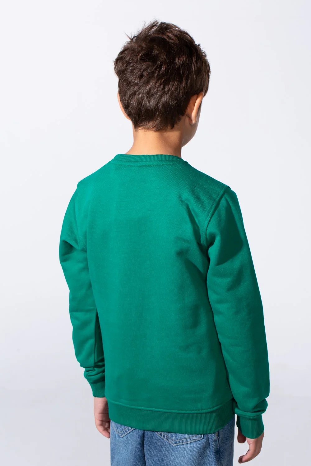 Boy's Long Sleeve Crew Neck With Front Print Slim Fit Melton Sweatshirt - Image 10