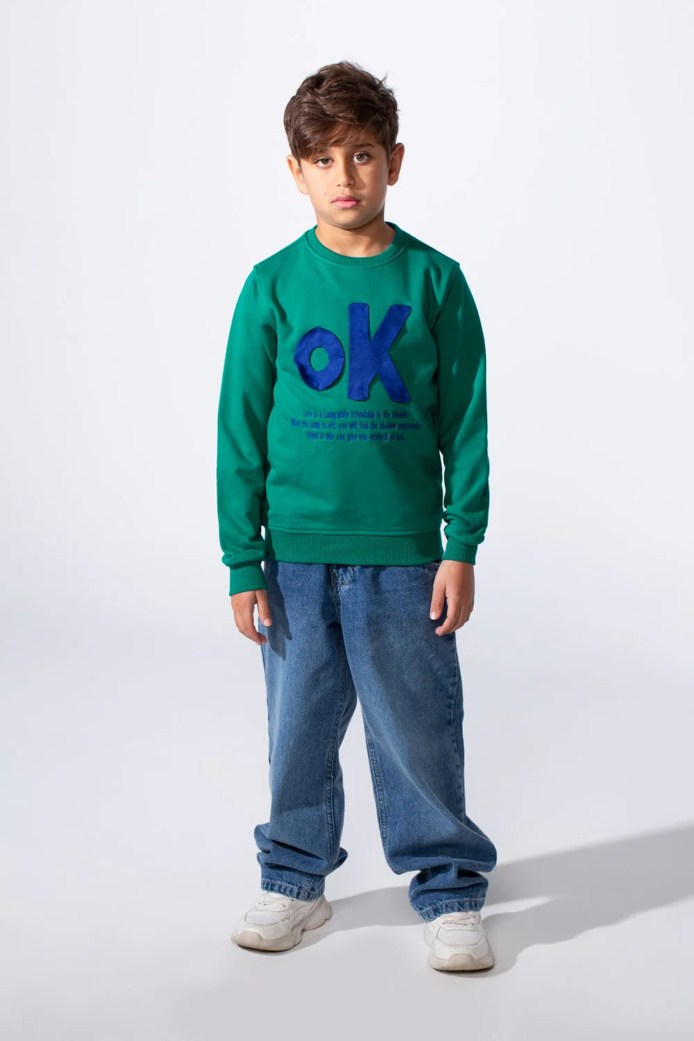 Boy's Long Sleeve Crew Neck With Front Print Slim Fit Melton Sweatshirt - Image 11