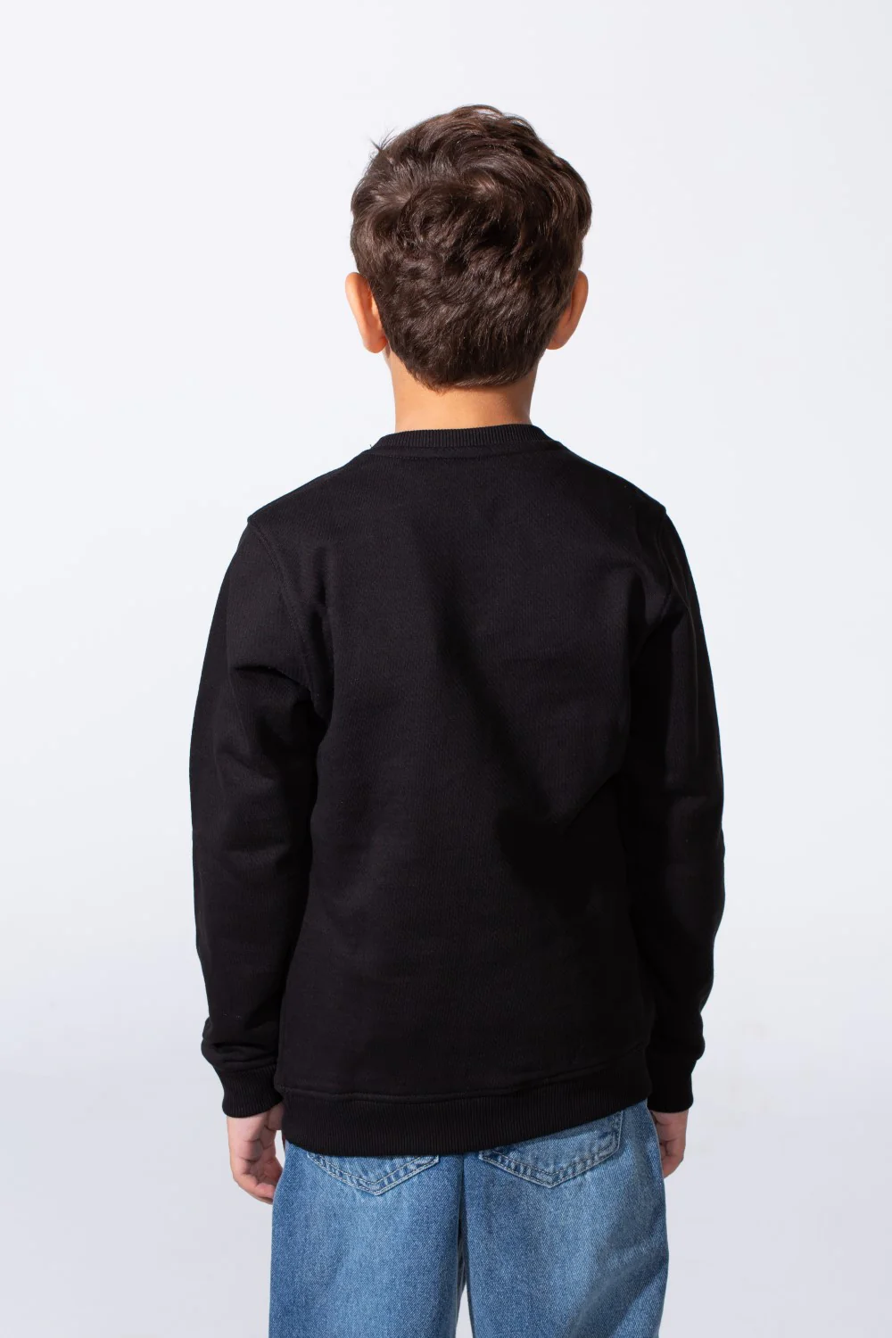Boy's Long Sleeve Crew Neck With Front Print Slim Fit Melton Sweatshirt - Image 2
