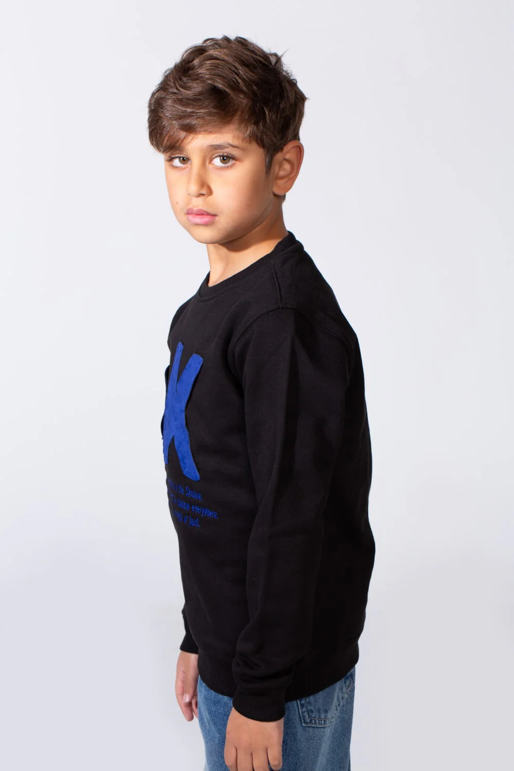 Boy's Long Sleeve Crew Neck With Front Print Slim Fit Melton Sweatshirt - Image 4