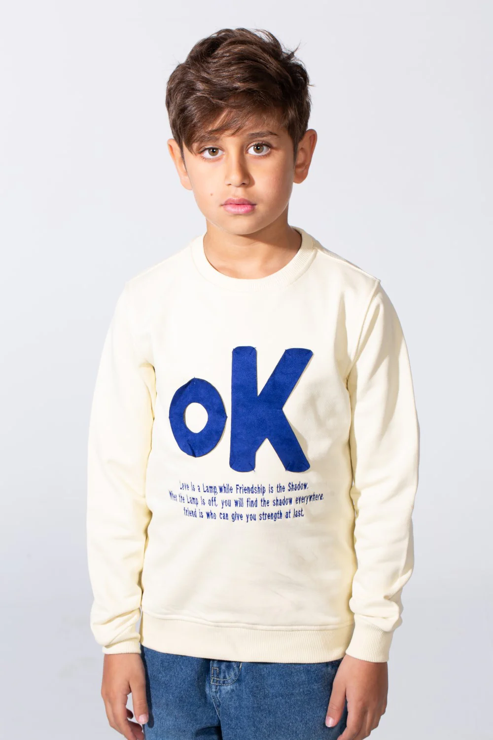 Boy's Long Sleeve Crew Neck With Front Print Slim Fit Melton Sweatshirt - Image 5