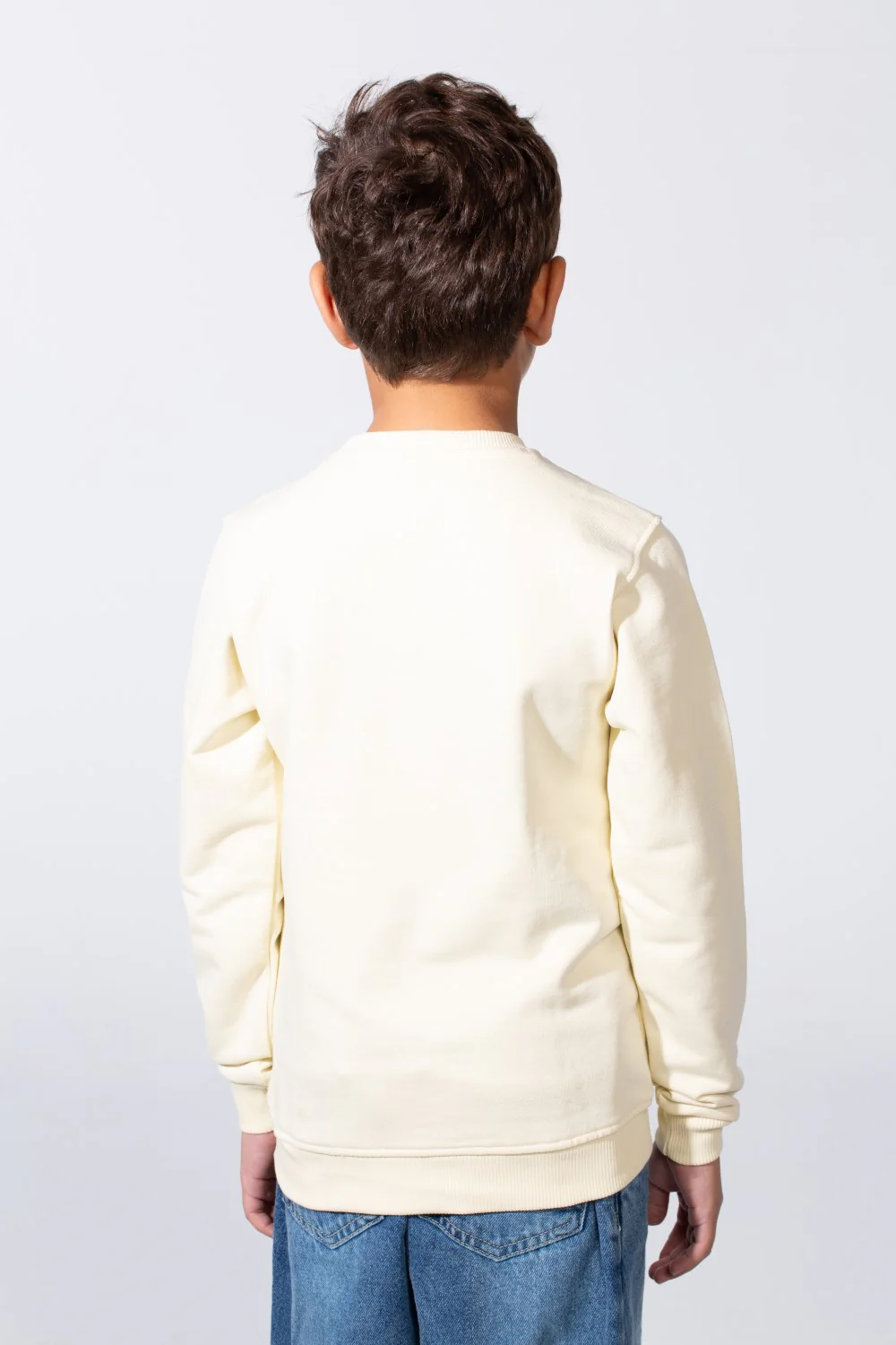 Boy's Long Sleeve Crew Neck With Front Print Slim Fit Melton Sweatshirt - Image 6