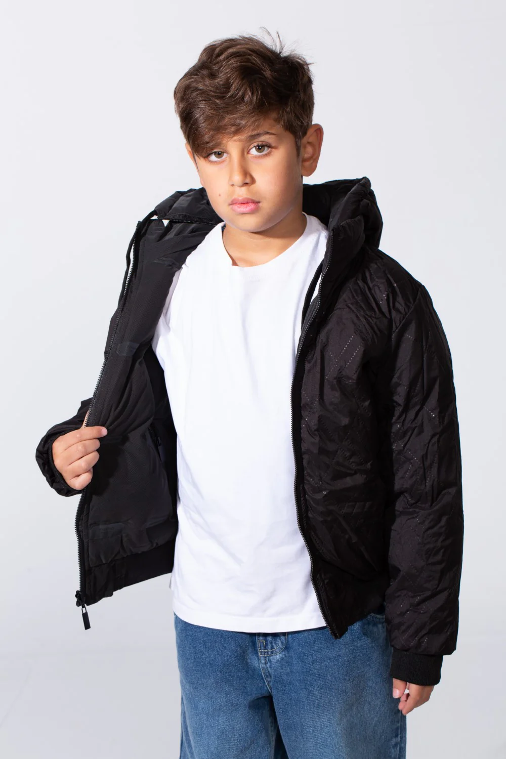 Boy's Long Sleeve Full-Zip Side Zip Pockets Hooded Puffer Waterproof Jacket - Image 2