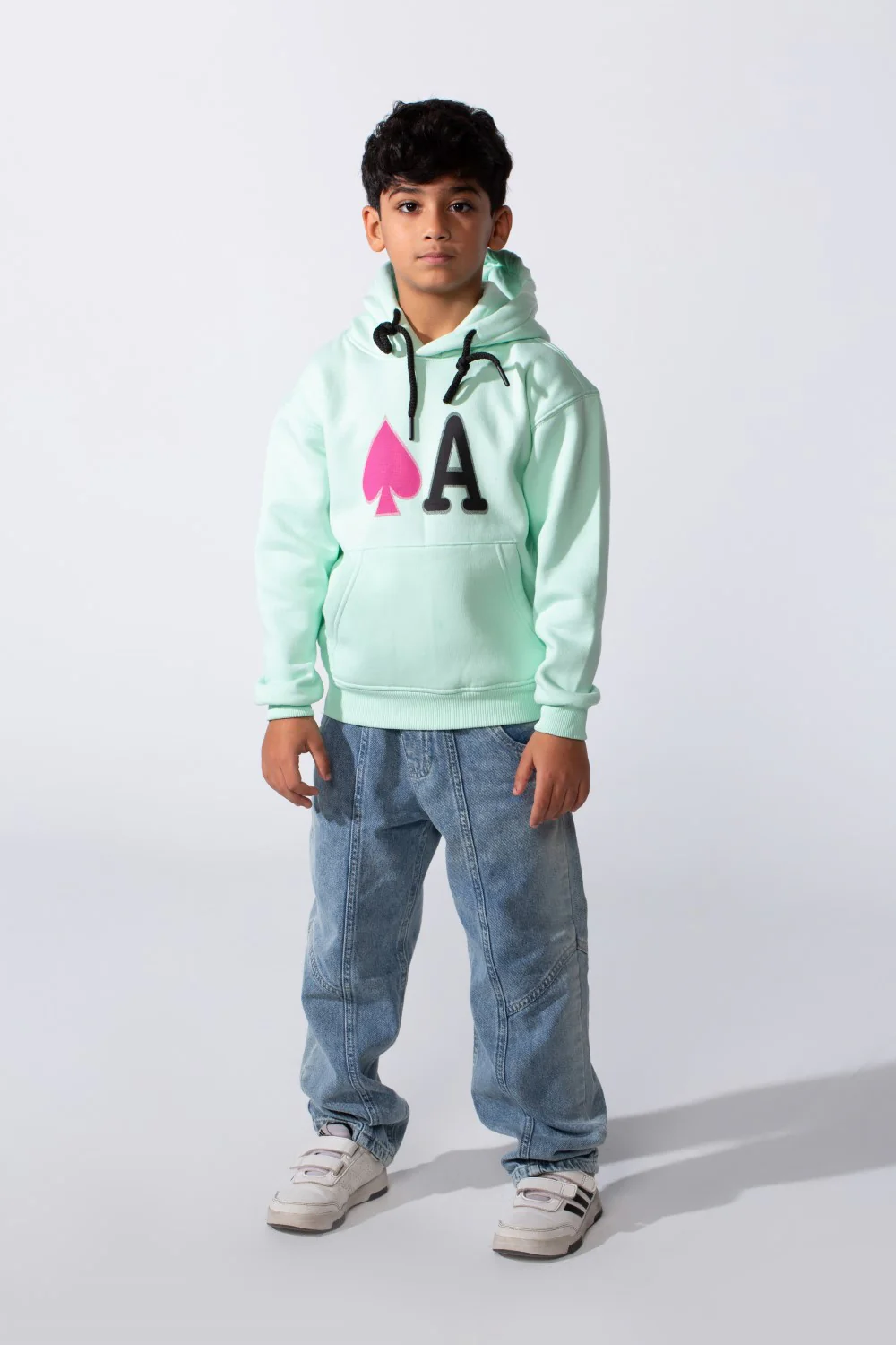 Boy's Long Sleeve Kangaroo Pocket With Front Letter Print Oversize Soft Melton Fabric For Relaxed Fit Everyday Wear Hooded Sweatshirt - Image 3