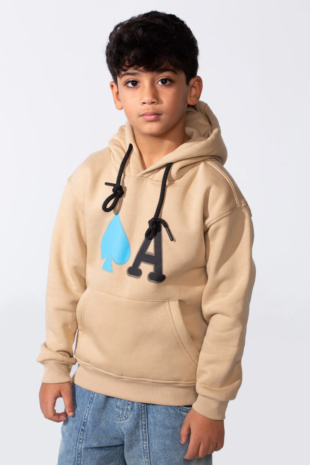 Boy's Long Sleeve Kangaroo Pocket With Front Letter Print Oversize Soft Melton Fabric For Relaxed Fit Everyday Wear Hooded Sweatshirt - Image 5