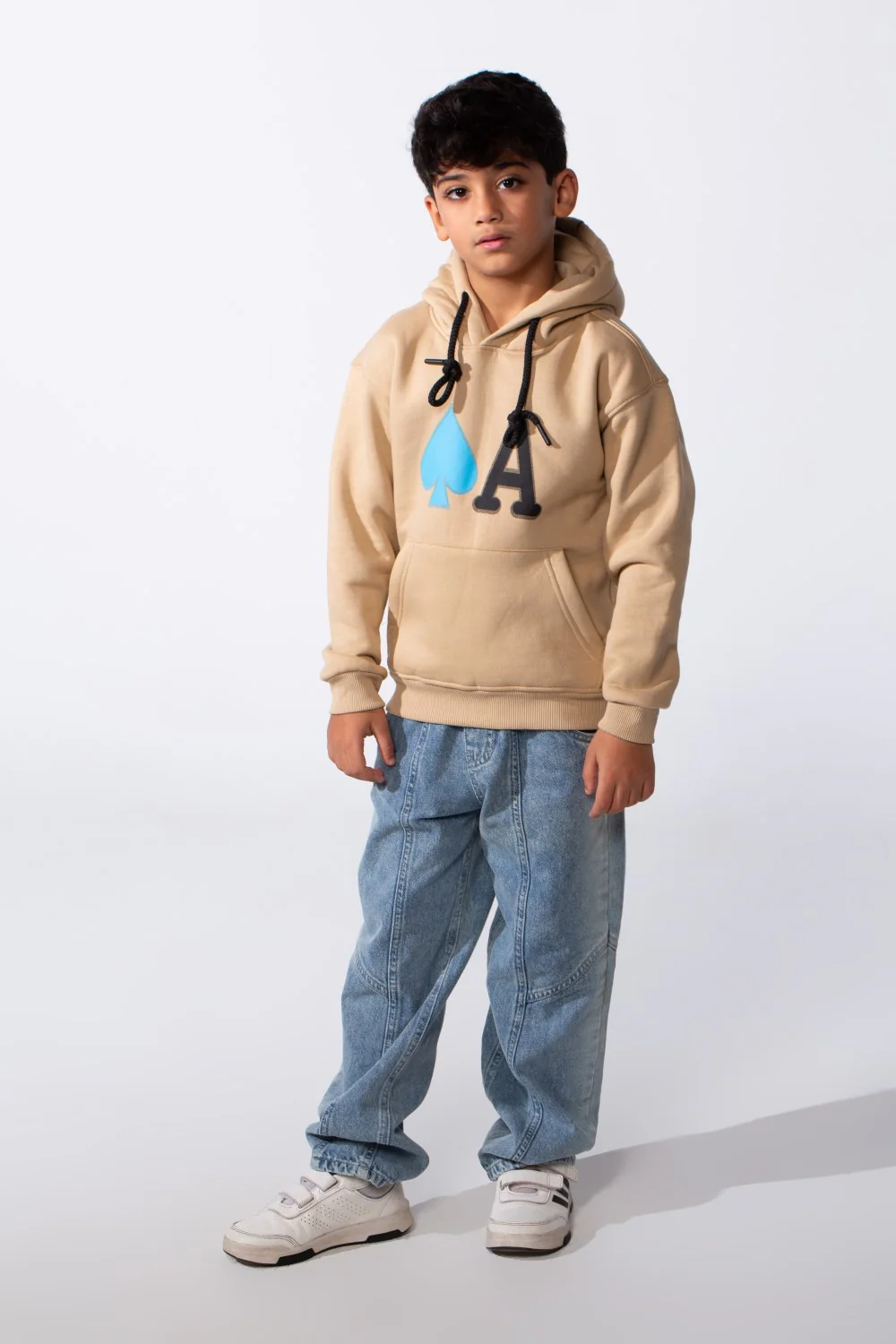 Boy's Long Sleeve Kangaroo Pocket With Front Letter Print Oversize Soft Melton Fabric For Relaxed Fit Everyday Wear Hooded Sweatshirt - Image 7