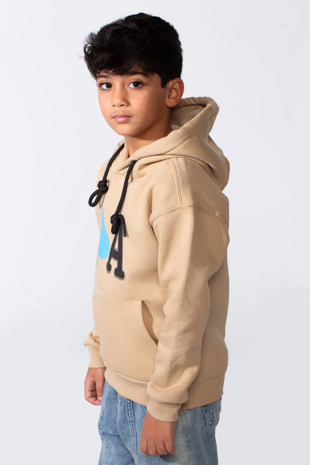 Boy's Long Sleeve Kangaroo Pocket With Front Letter Print Oversize Soft Melton Fabric For Relaxed Fit Everyday Wear Hooded Sweatshirt - Image 8
