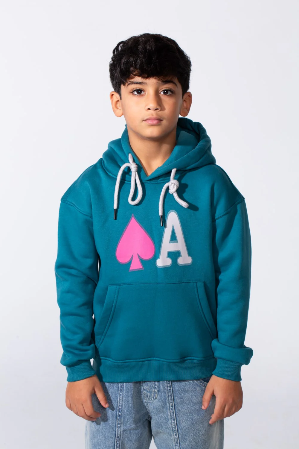 Boy's Long Sleeve Kangaroo Pocket With Front Letter Print Oversize Soft Melton Fabric For Relaxed Fit Everyday Wear Hooded Sweatshirt - Image 9