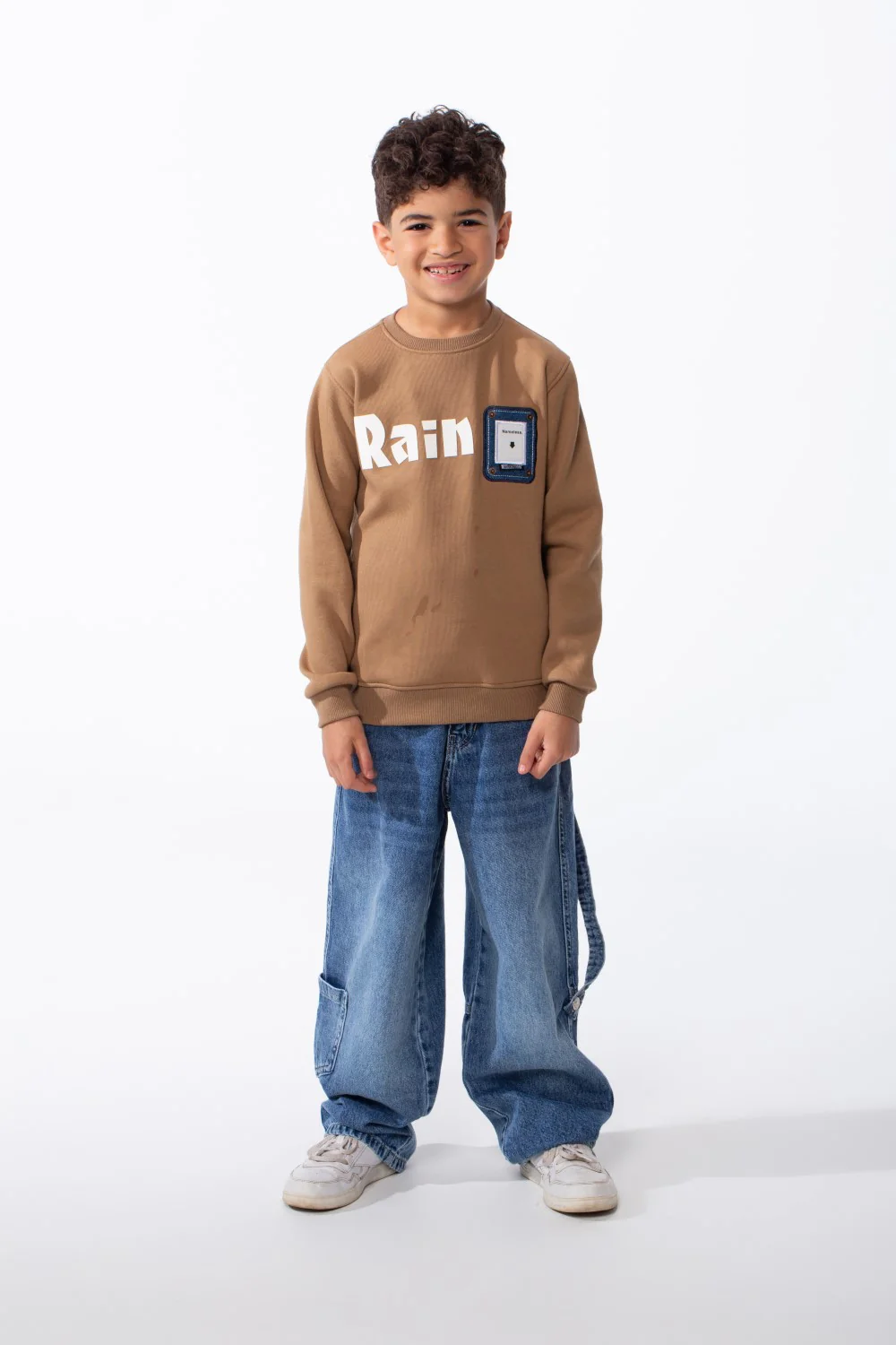 Boy's Long Sleeve Ribbed Cuffs Crew Neck Front Bold Text Casual Slim Fit Sweatshirt - Image 11