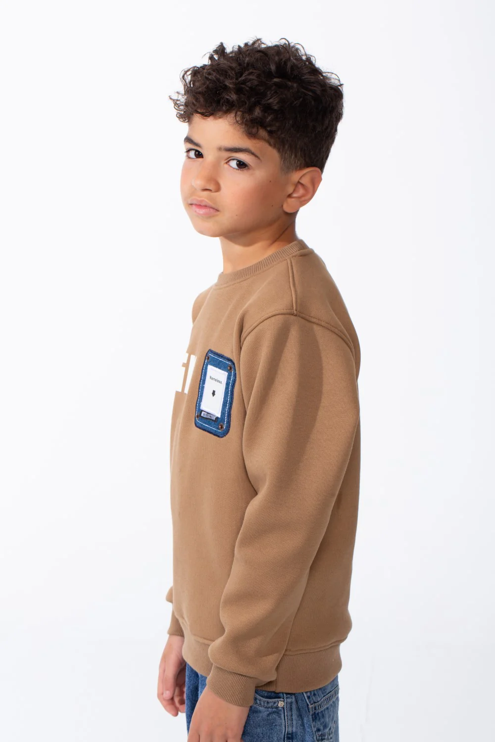 Boy's Long Sleeve Ribbed Cuffs Crew Neck Front Bold Text Casual Slim Fit Sweatshirt - Image 12