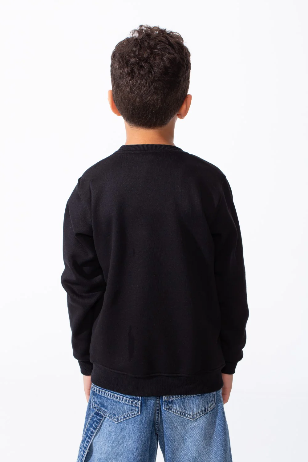 Boy's Long Sleeve Ribbed Cuffs Crew Neck Front Bold Text Casual Slim Fit Sweatshirt - Image 2