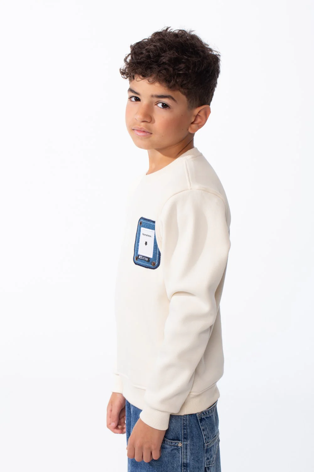 Boy's Long Sleeve Ribbed Cuffs Crew Neck Front Bold Text Casual Slim Fit Sweatshirt - Image 8