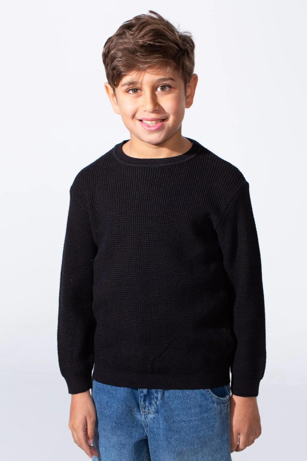 Boy's Long Sleeve Round Neckline Slim Fit Basic Comfy Classic Pullover - Image 45