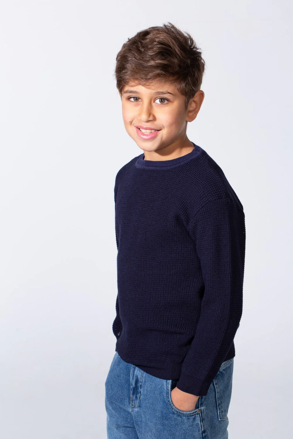 Boy's Long Sleeve Round Neckline Slim Fit Basic Comfy Classic Pullover - Image 56