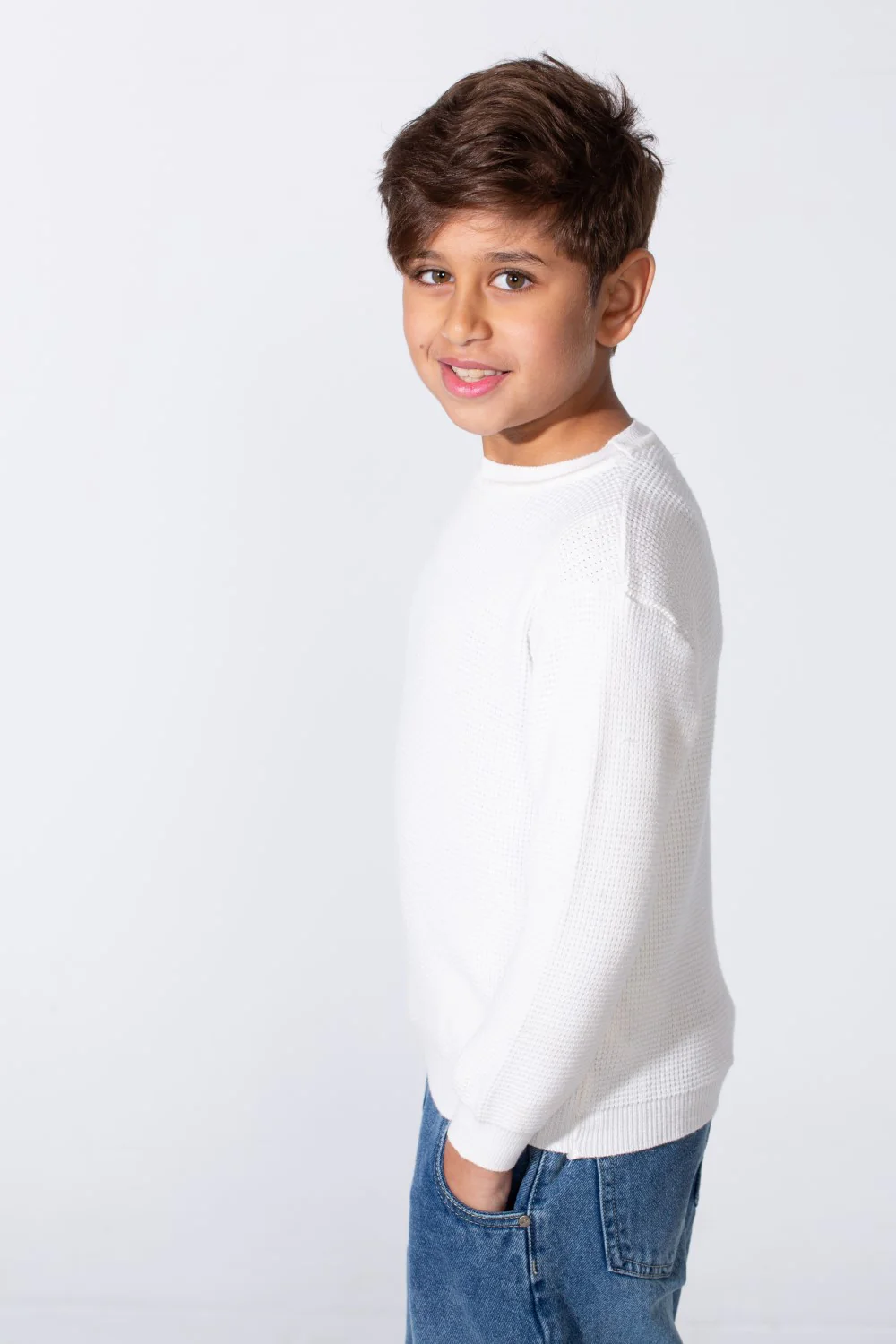 Boy's Long Sleeve Round Neckline Slim Fit Basic Comfy Classic Pullover - Image 60