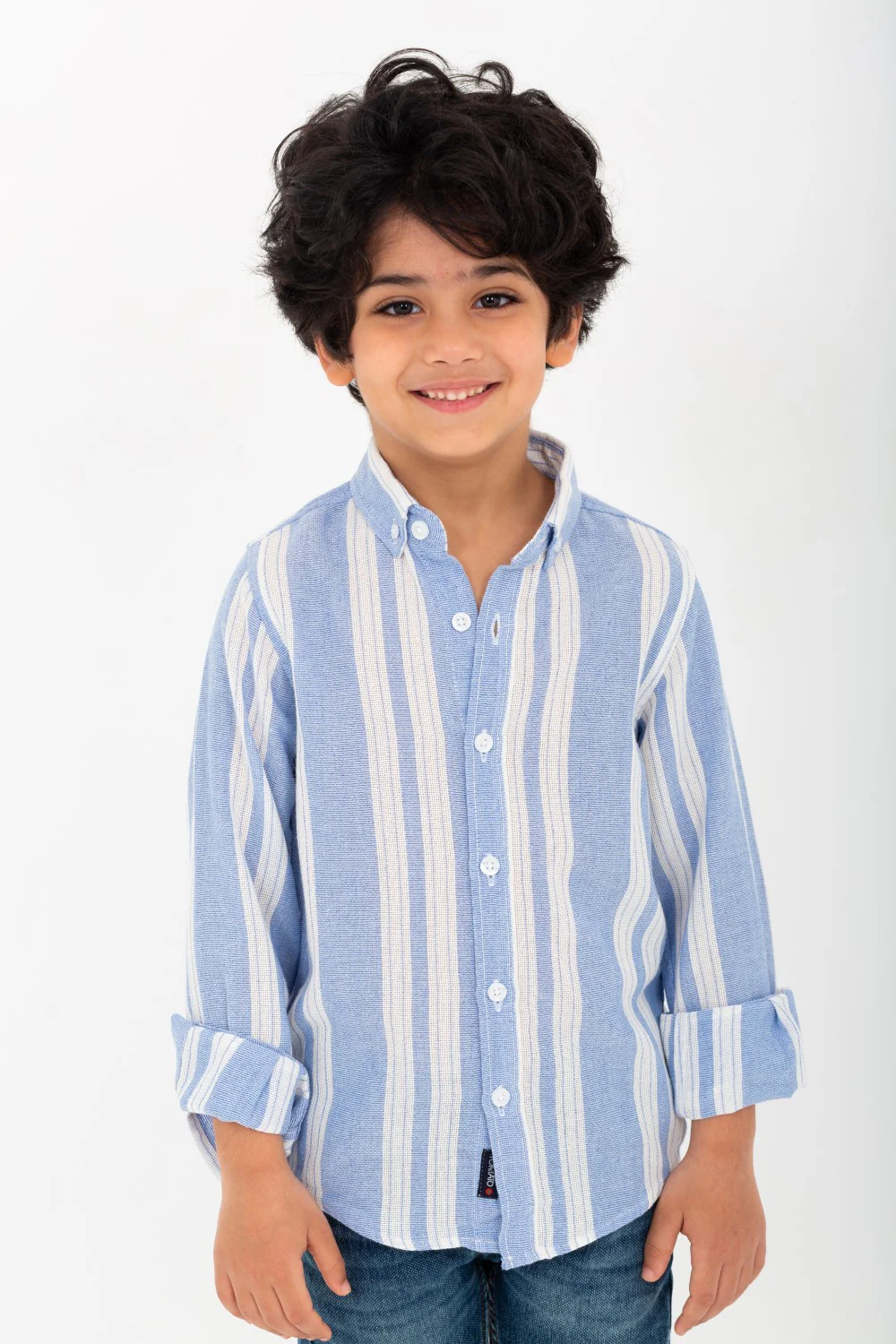 Boy's Long Sleeve Striped Linen Shirt - Image 10