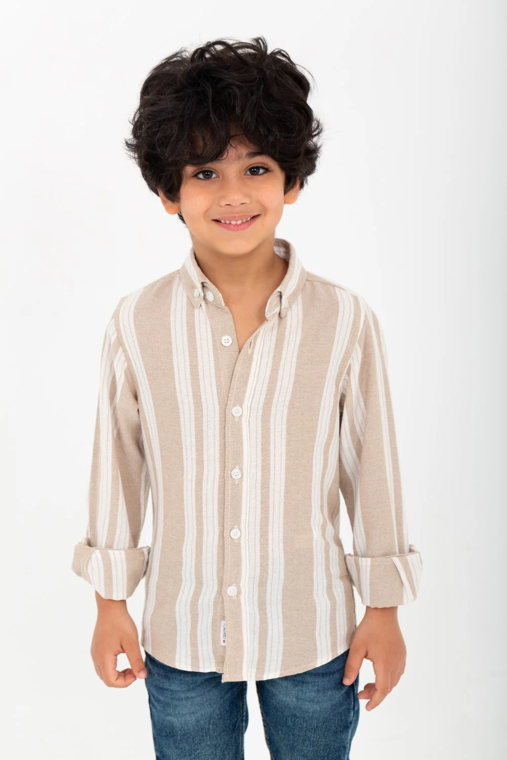 Boy's Long Sleeve Striped Linen Shirt - Image 3