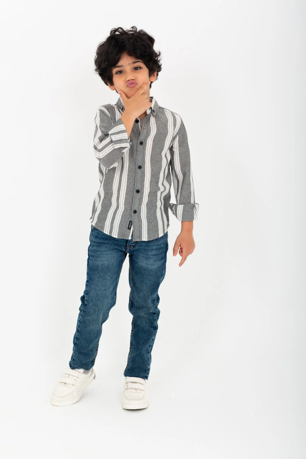 Boy's Long Sleeve Striped Linen Shirt - Image 4