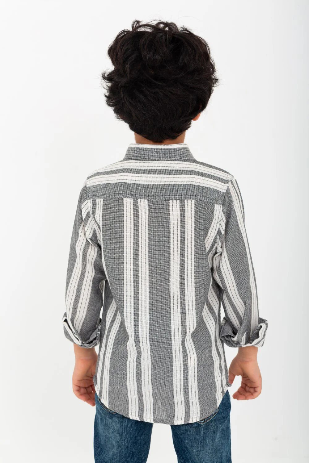 Boy's Long Sleeve Striped Linen Shirt - Image 5