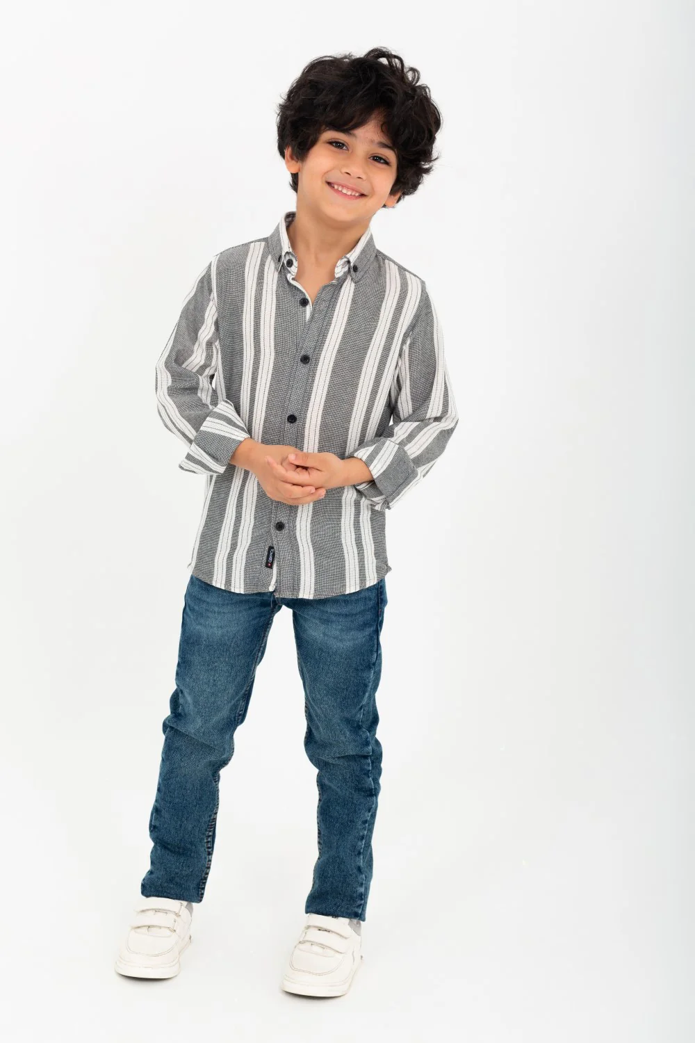 Boy's Long Sleeve Striped Linen Shirt - Image 6
