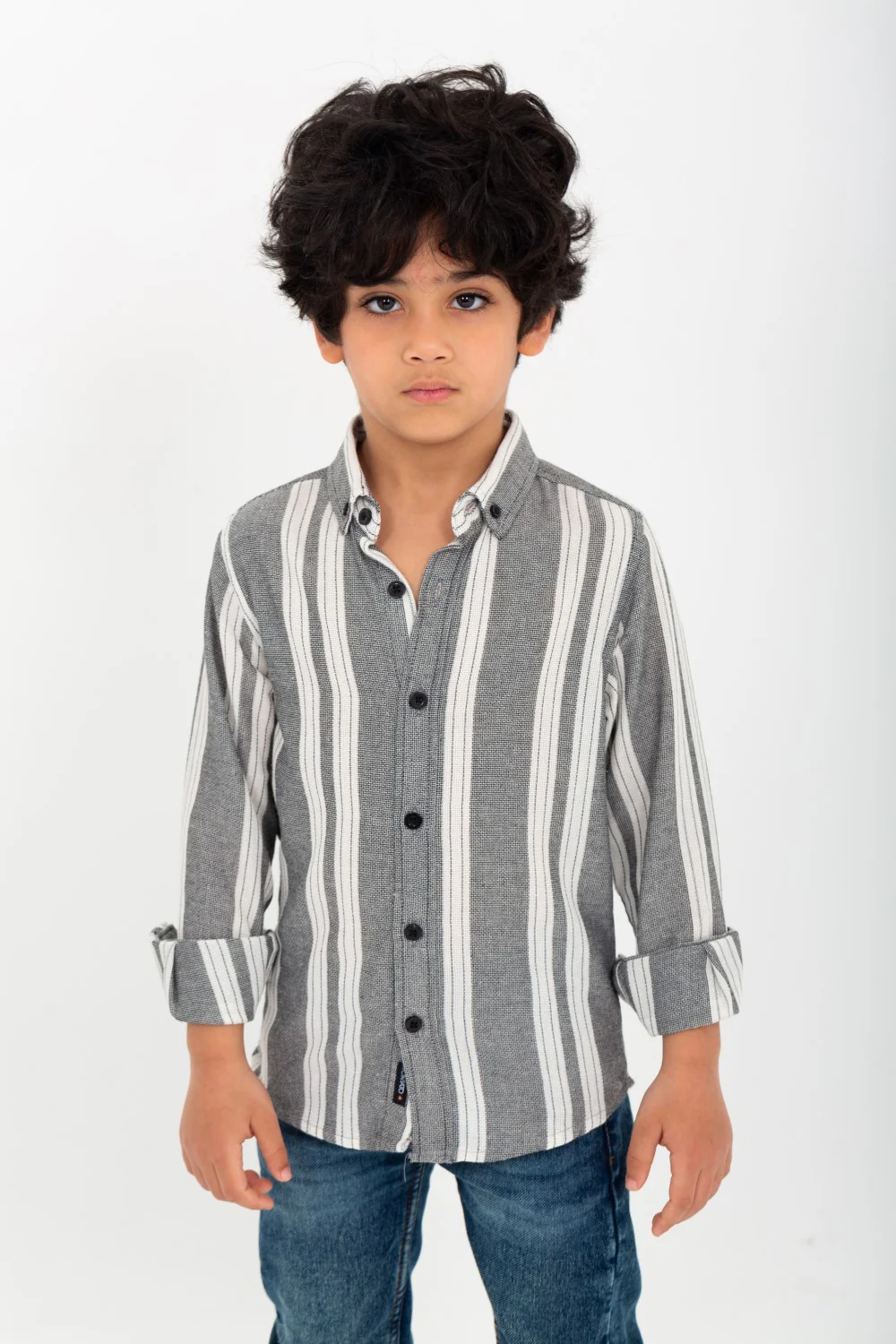 Boy's Long Sleeve Striped Linen Shirt - Image 7