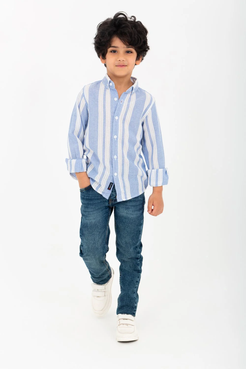 Boy's Long Sleeve Striped Linen Shirt - Image 8