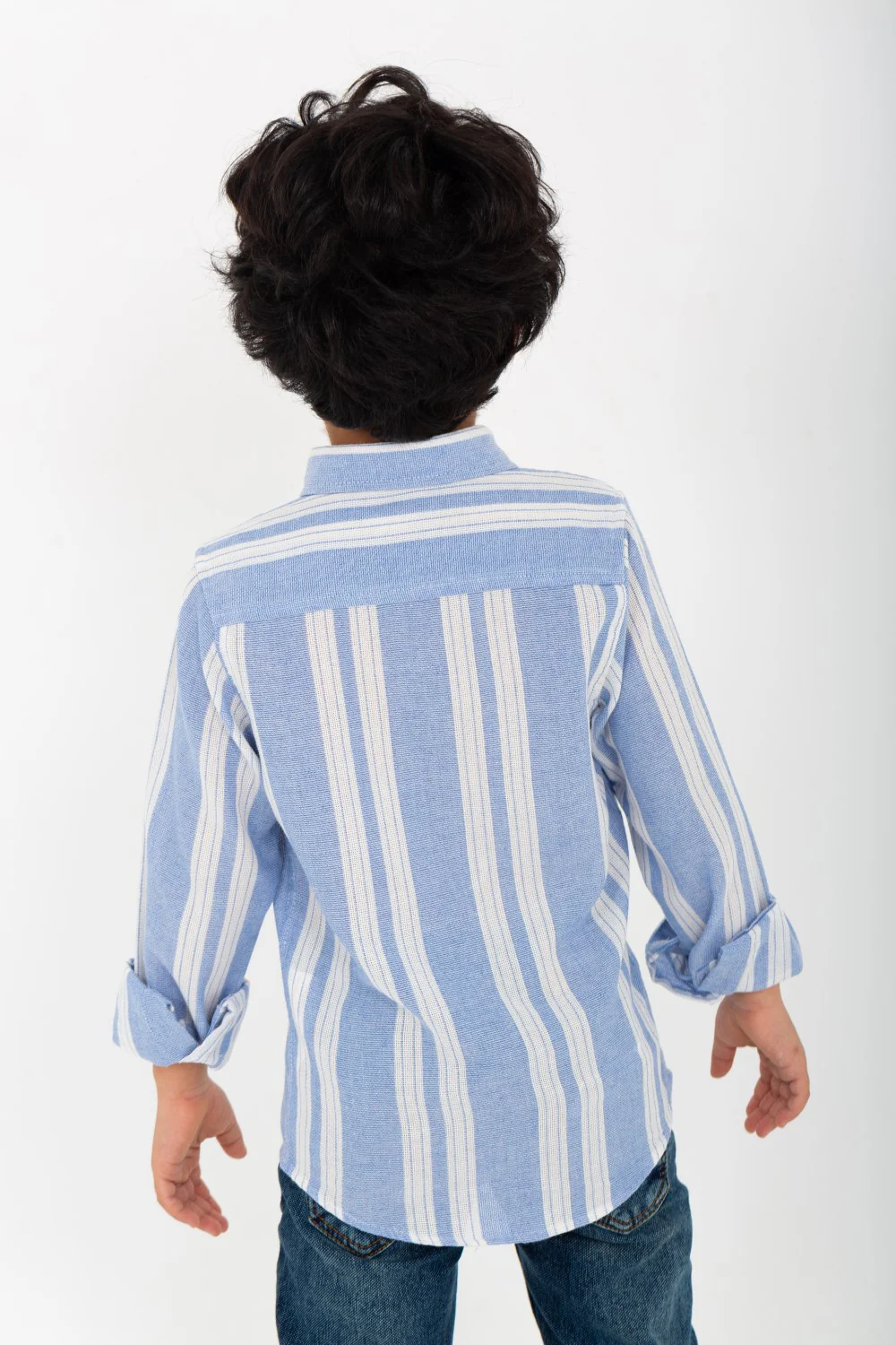 Boy's Long Sleeve Striped Linen Shirt - Image 9