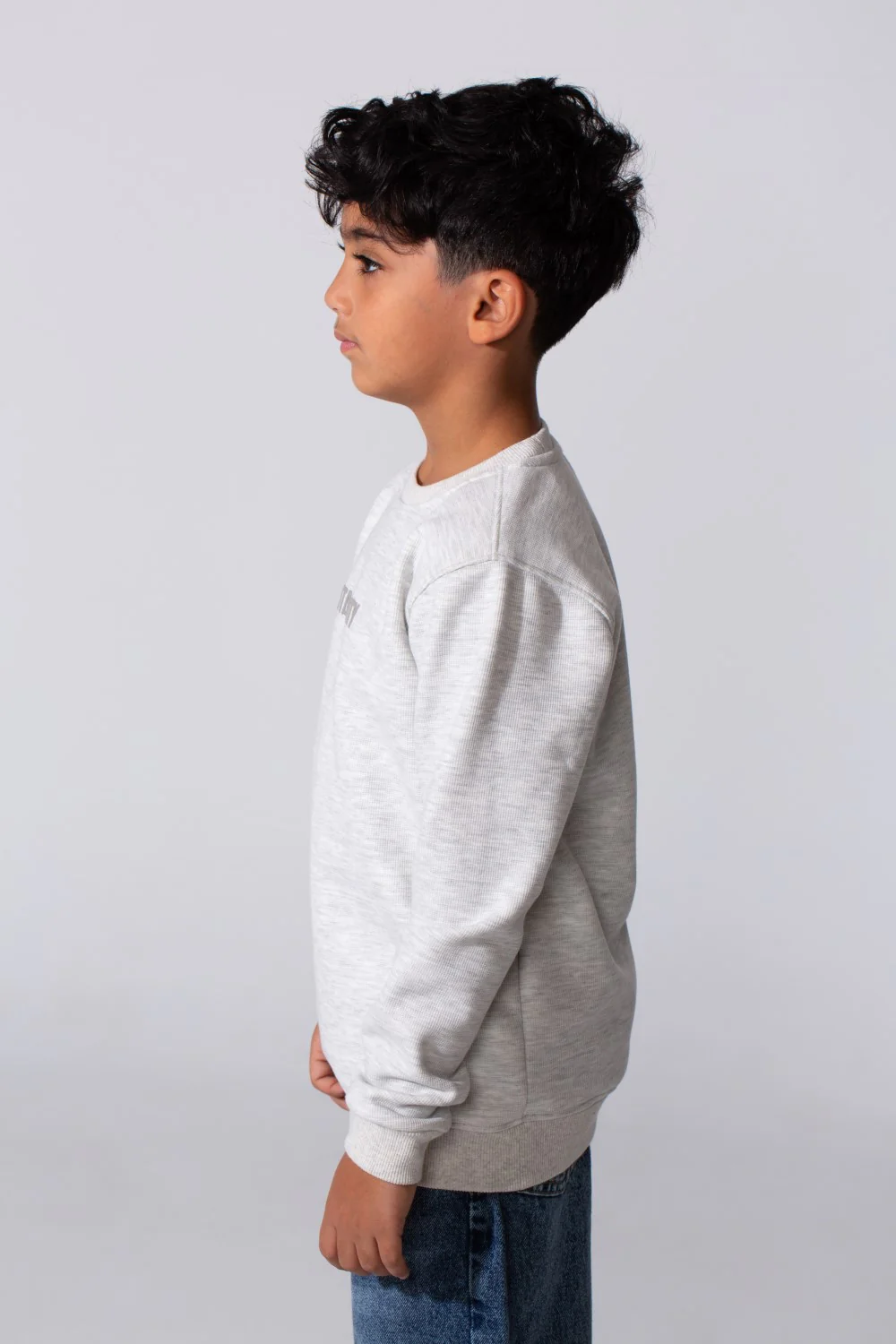 Boy's Long Sleeve Tomato Store Textured Fabric Crew Neck Front Text Casual Slim Fit Sweatshirt - Image 12