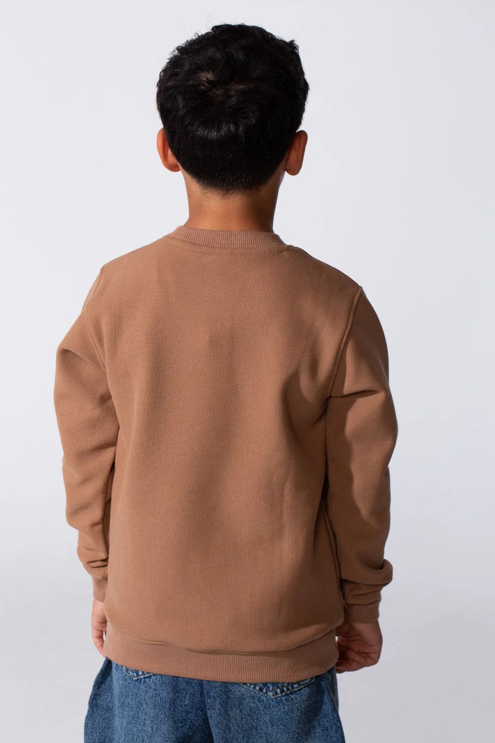 Boy's Long Sleeve Tomato Store Textured Fabric Crew Neck Front Text Casual Slim Fit Sweatshirt - Image 2
