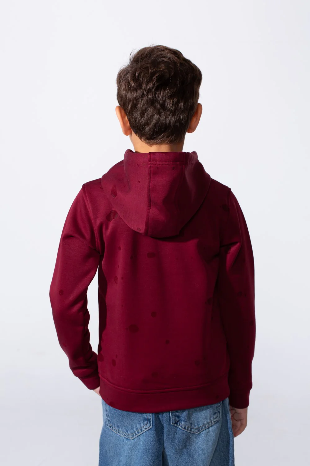 Boy's Long Sleeve With Dot Pattern Kangaroo Front Pockets Casual Hood Sweatshirt - Image 10