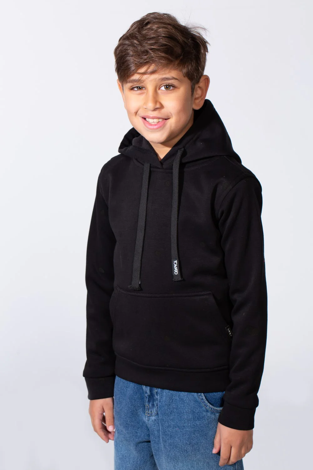 Boy's Long Sleeve With Dot Pattern Kangaroo Front Pockets Casual Hood Sweatshirt - Image 15