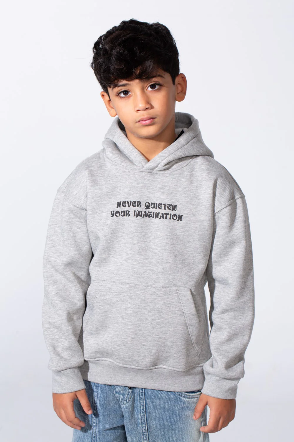 Boy's Long Sleeve With Printed Back Kangaroo Front Pockets Slim Fit Relaxed Artistic Hooded Sweatshirt - Image 5