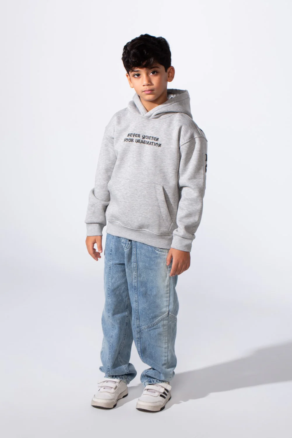 Boy's Long Sleeve With Printed Back Kangaroo Front Pockets Slim Fit Relaxed Artistic Hooded Sweatshirt - Image 7