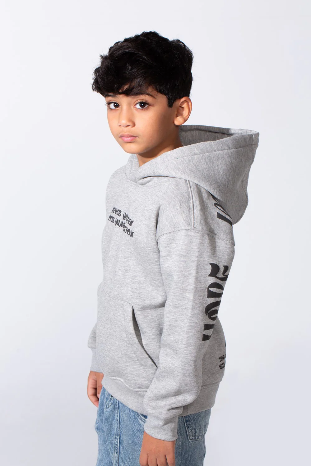 Boy's Long Sleeve With Printed Back Kangaroo Front Pockets Slim Fit Relaxed Artistic Hooded Sweatshirt - Image 8