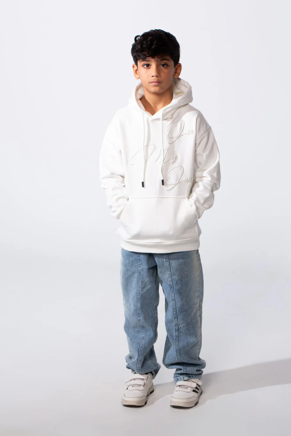 Boy's Long Sleeve With Raised- Letter Design Oversize Front Kangaroo Pockets Hooded Melton Everyday Wear Sweatshirt - Image 15