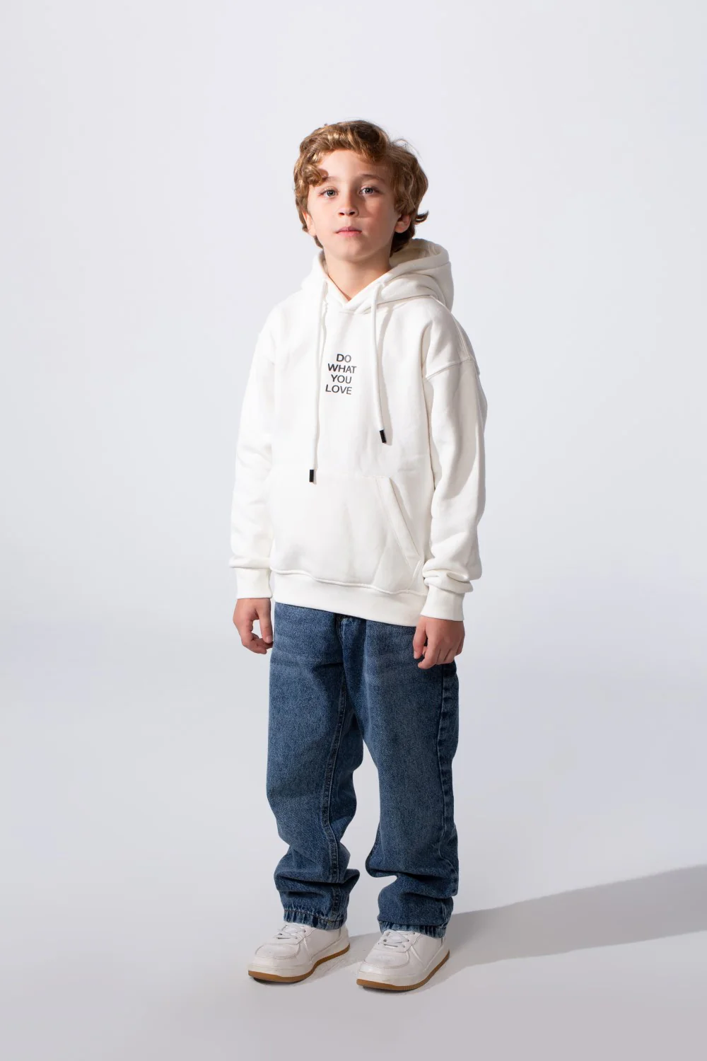 Boy's Long Sleeve With Unique Front And Back Print Oversize Everyday Wear Melton Hooded Sweatshirt - Image 3