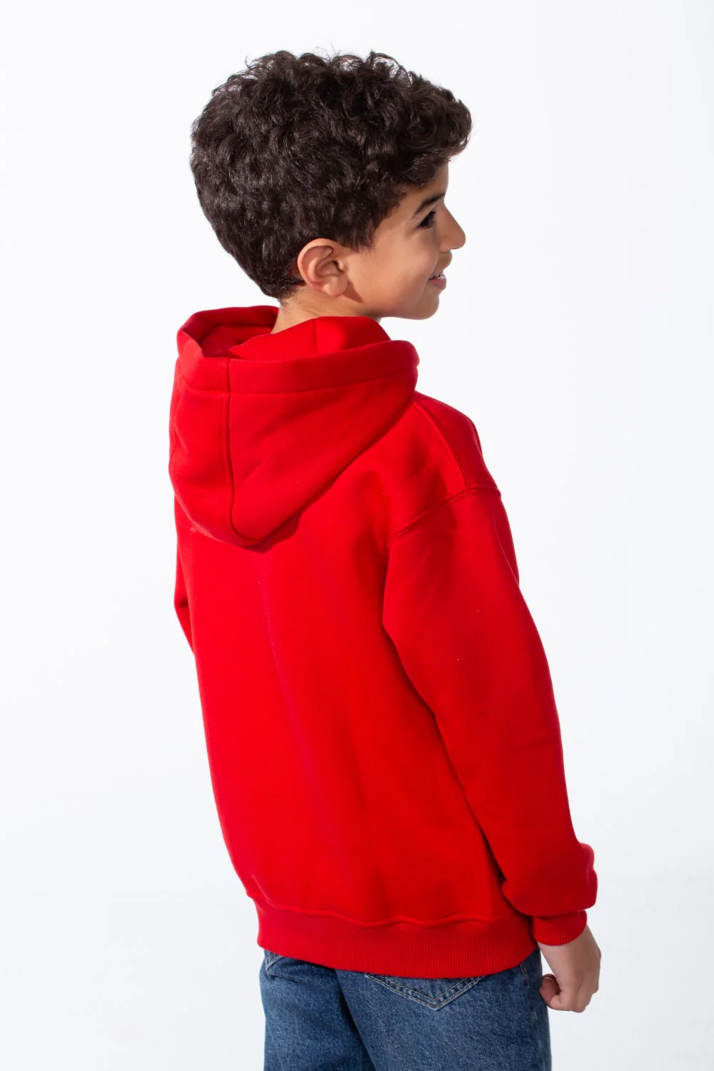 Boy's Long Sleeves Hood Kangaroo Pocket Versatile Basic Comfy Piece Oversize Melton Sweatshirt - Image 10