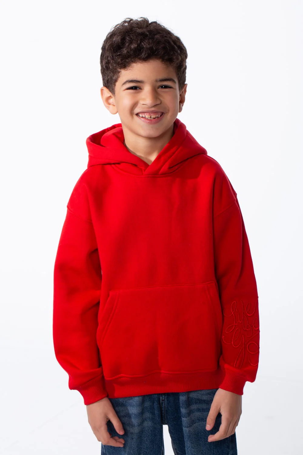 Boy's Long Sleeves Hood Kangaroo Pocket Versatile Basic Comfy Piece Oversize Melton Sweatshirt - Image 9