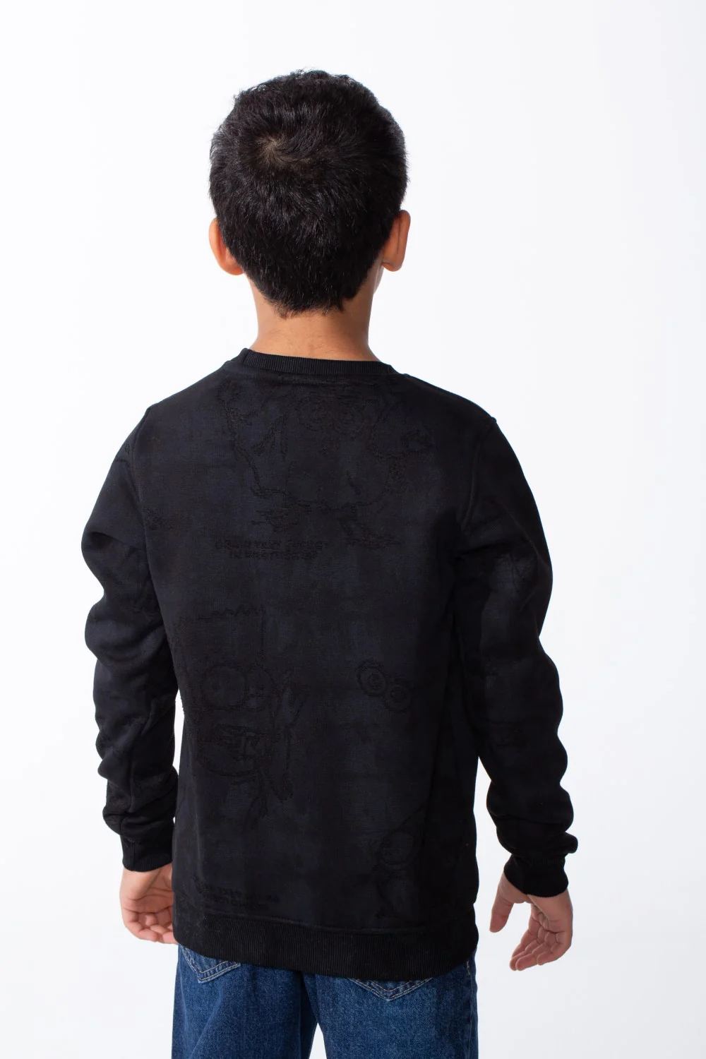 Boy's Long Sleeves Rounded Neckline Marble Pattern Ribbed Cuffs Slim Fit Sweatshirt - Image 2