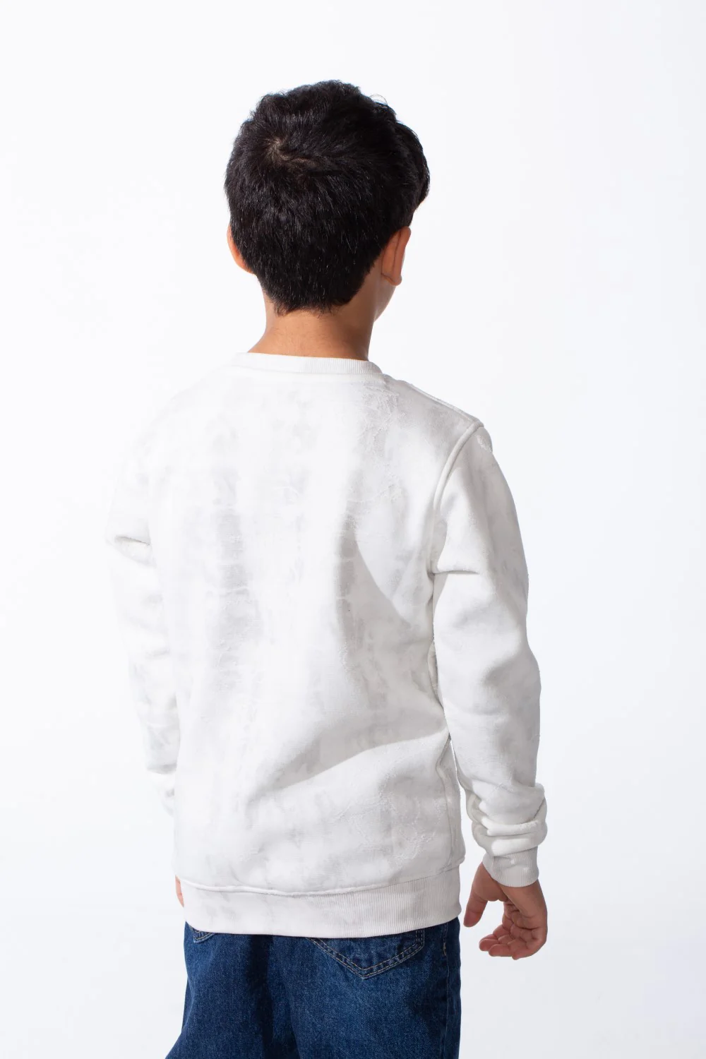Boy's Long Sleeves Rounded Neckline Marble Pattern Ribbed Cuffs Slim Fit Sweatshirt - Image 6