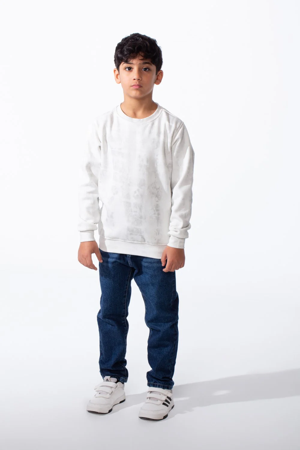 Boy's Long Sleeves Rounded Neckline Marble Pattern Ribbed Cuffs Slim Fit Sweatshirt - Image 7