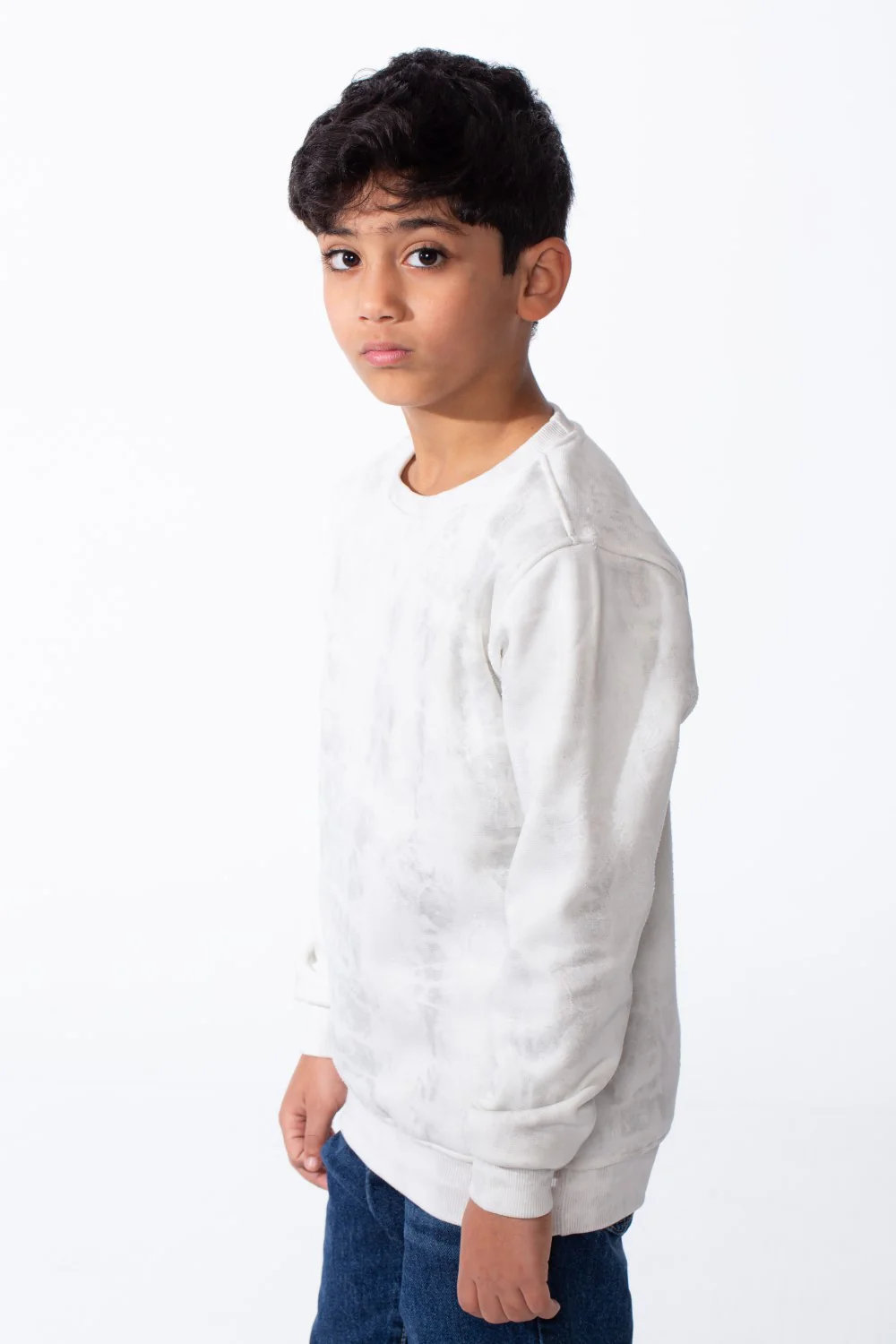 Boy's Long Sleeves Rounded Neckline Marble Pattern Ribbed Cuffs Slim Fit Sweatshirt - Image 8